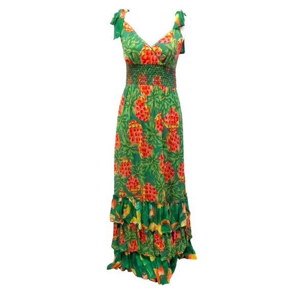 FARM Rio Dresses & Skirts - FarmRio Green Pineapple Print Maxi Dress Size S NWT